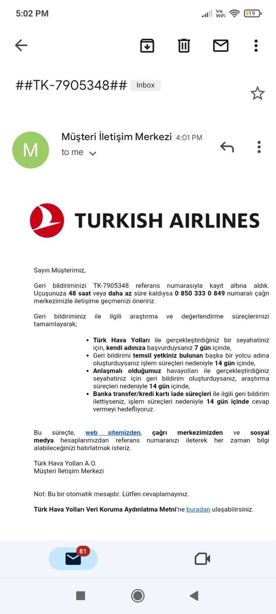 CiBilisim's tweet photo. @AJ_Destek Evet,iletişime geçtiler, gönderdikleri mail de çok yardımcı oluyor.....
Benim uçuşum yarın sabah ve iptal edemezsem birkaç saat içerisinde iptal hakkım kalmıyor, anlatabiliyormuyum ? https://t.co/TbEubmpnhI