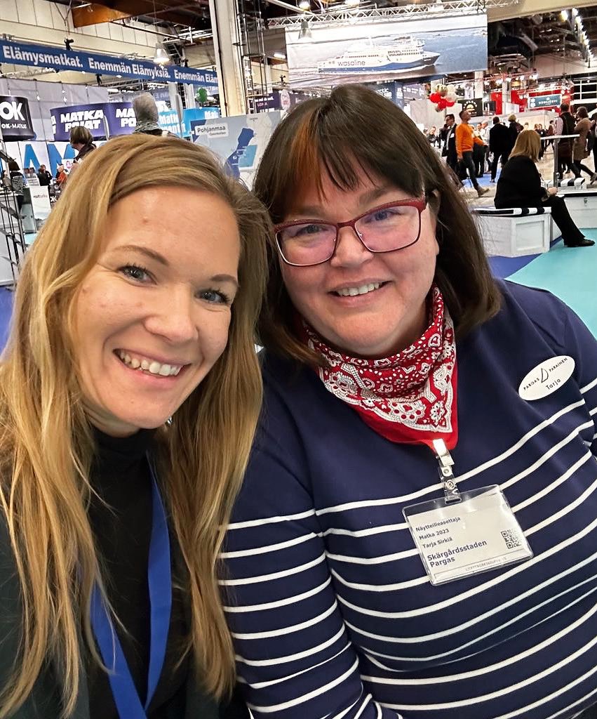 Matkamessuilla tutustumassa tarjontaan #visitpargas representerar och informerar om världens bästa #skärgårdsstad #saaristokaupunki <a href="/PargasParainen/">Pargas Parainen</a>