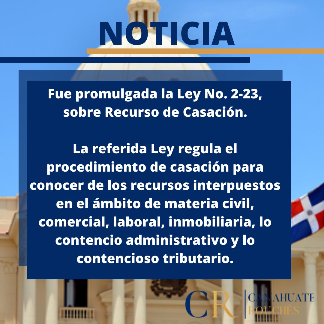 CanahuateR's tweet photo. Con la promulgación de esta Ley quedan derogadas las leyes Nos. 3726 sobre procedimiento de Casación y la Ley No. 491-08, que modificaba los artículos 5, 12 y 20 de la Ley No. 3726.
#CanahuateRouches #Promulgación #Ley #RecursoCasación #SCJ https://t.co/cL1VXyelJ7