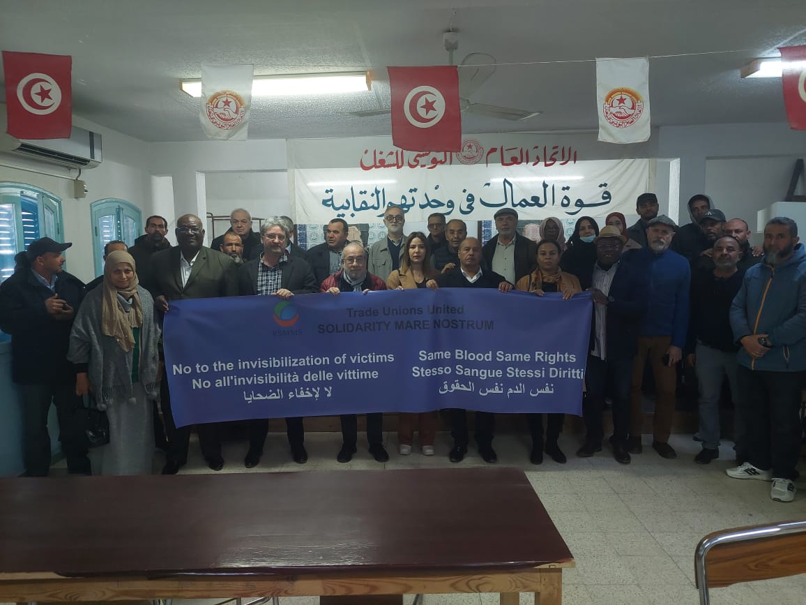 AlejandraORF's tweet photo. Hoy en #Djerba #Túnez nuestro comité de la Red Sindical de Migraciones Mediterránea Subsahariana #RSMMS rindió homenaje a las víctimas migrantes, exigió solidaridad con sus familias y políticas para migraciones regulares, seguras y libres. Fotos: Sami Adouani y Nejat Ferouse. https://t.co/L86Kyyw7st