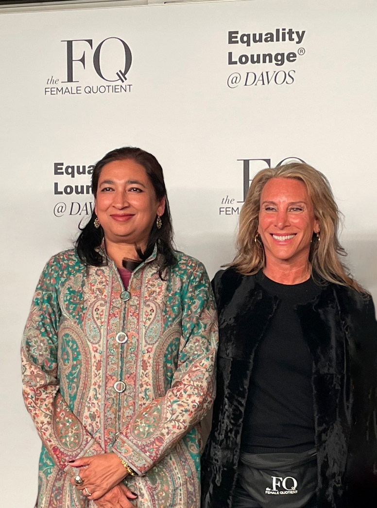 I had an excellent discussion with CEO @ShelleyZalis   of @femalequotient this morning. The #equalitylounge is a happening place! Looking forward to continuing the conversation together this year. 

#GenderAtDavos #wef23