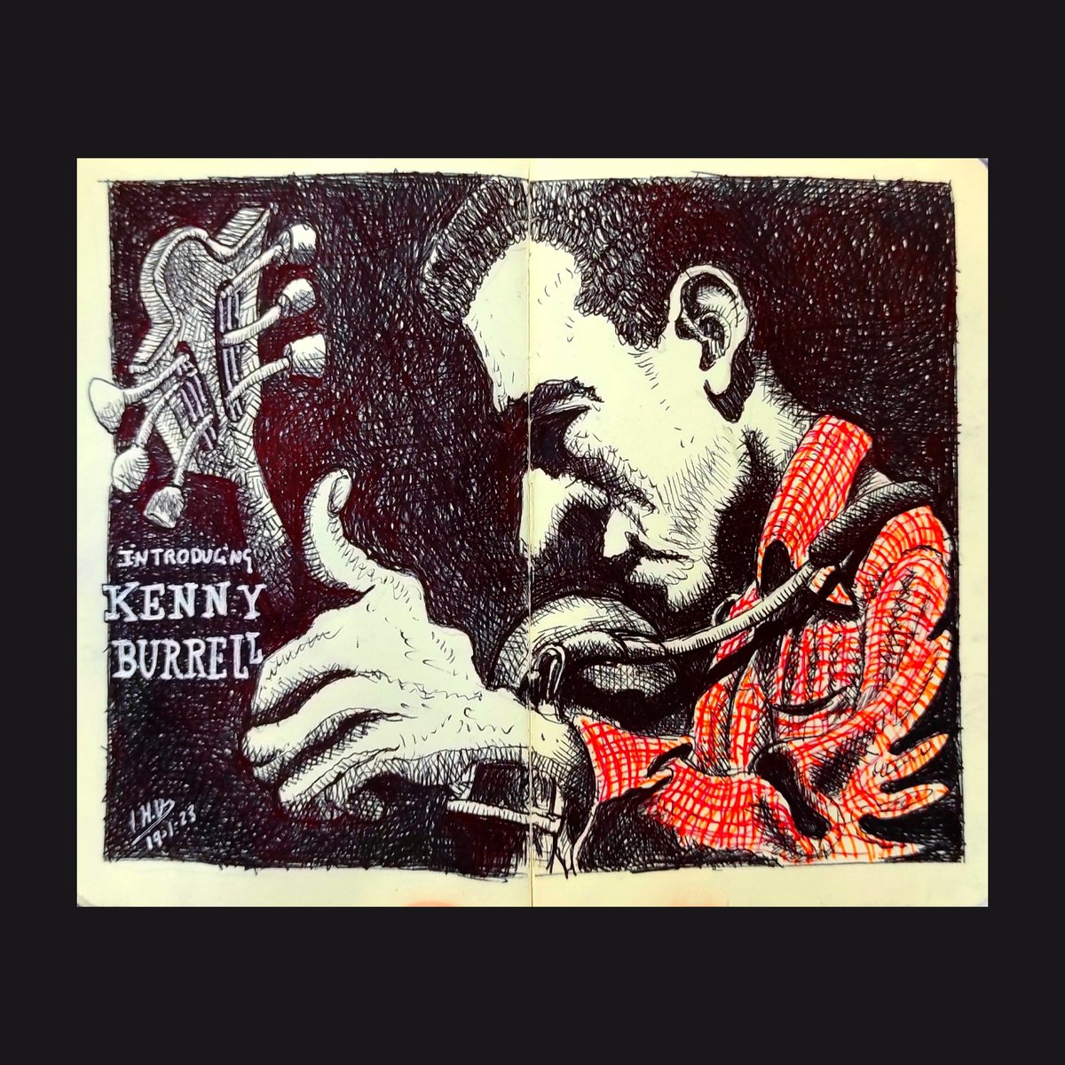 Serie BLUE NOTE.
Interpretación a bolígrafo de la portada del LP del guitarrista KENNY BURRELL:
introducing Kenny Burrell
Blue Note 1523 LP 1956.
#jazzdrawing #drawing #kennyburrell #bluenote #bluenoterecords #jazz #jazzmusic #guitarjazz #sketchbook <a href="/bluenoterecords/">Blue Note Records</a>