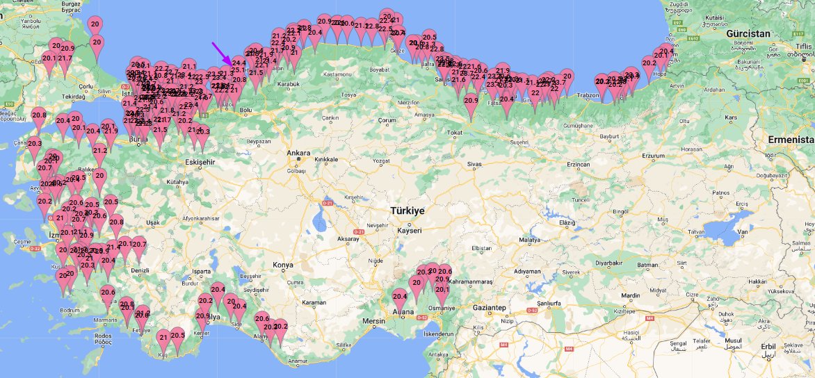 yturker's tweet photo. 19 Ocak 2023'te azami sıcaklığı 20°C ve üzerine çıktığı merkezler. Lodos ve fön etkisi mahvetti ortalığı.
En yüksek değer 25.1°C ile Alaplı Zonguldak'ta. 
Kırklareli 18.9°C ile en sıcak Ocak gününü yaşadı. https://t.co/NndyXmiUK6