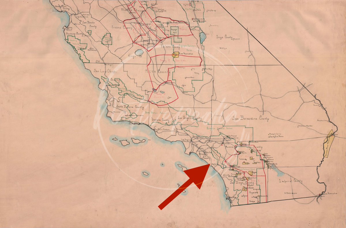 A map showing the lands purchased for the Mission Indians of San Santa Ana, Los Angeles, California, and the nearby tribes. Later on, the Government purchased lands referred to as the “Mission Indian Reservation,” which mysteriously disappeared. #LandBack