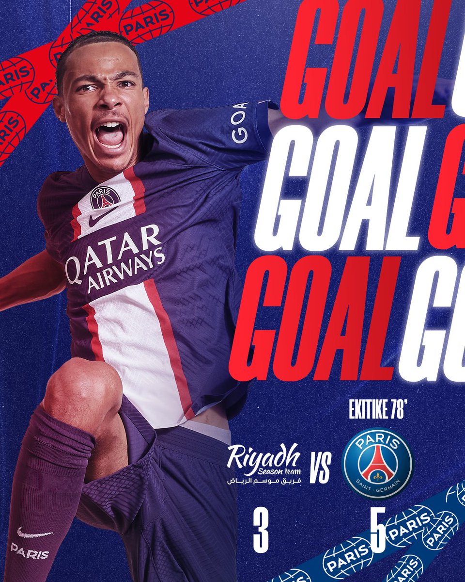 GOAL! 5-3! @hekitike9 makes it FIVE! 🔴🔵

#PSGRiyadhSeasonTeam I #PSGQatarTour2023