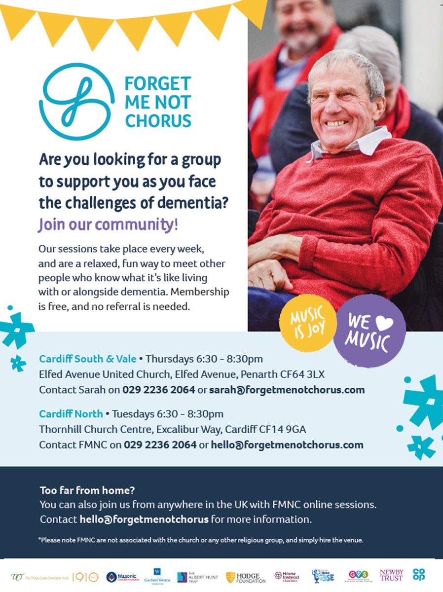 HI_Cardiff's tweet photo. A few weeks ago we have the Forget Me Not Chorus join our Memory Café session in Whitchurch and we had so much fun! We not join one of their weekly sessions in Penarth, Thornhill or online?! 🎙️

#musicisjoy #community #forgetmenotchorus #dementia

@FMNChorus https://t.co/RyJty63ZfZ
