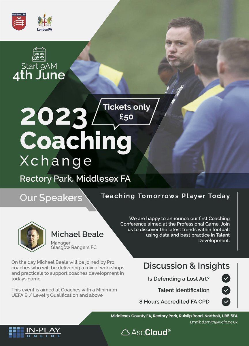 With planning a top day for Grassroots Coaches, had to do one for UEFA B and above too. With the support of <a href="/AcademySCoach/">AscCloud</a> &amp; <a href="/InPlaySports_/">In-Play Sports</a> I’m pleased to share <a href="/CoachinXchange/">Coaching Xchange</a> second conference with more top coaches from the game. eventspace.thefa.com/londonfa/event…