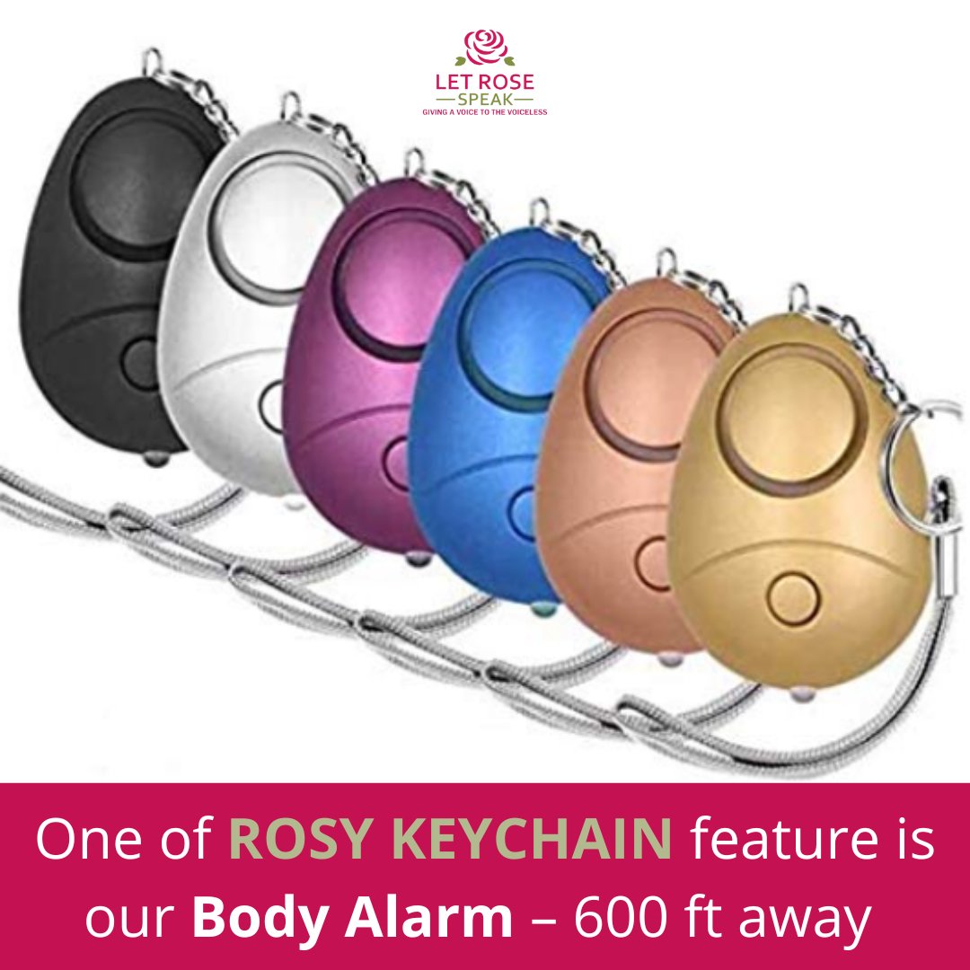 letrosespeak1's tweet image. Rosy safety Keychain has non-lethal defense weapons on them, Our body alarm is so loud it can be heard 600 ft away. It will help prevent an attack or get the attention of the people around you. 
#selflove #nonlethal #safetykeychain #bodyalarm