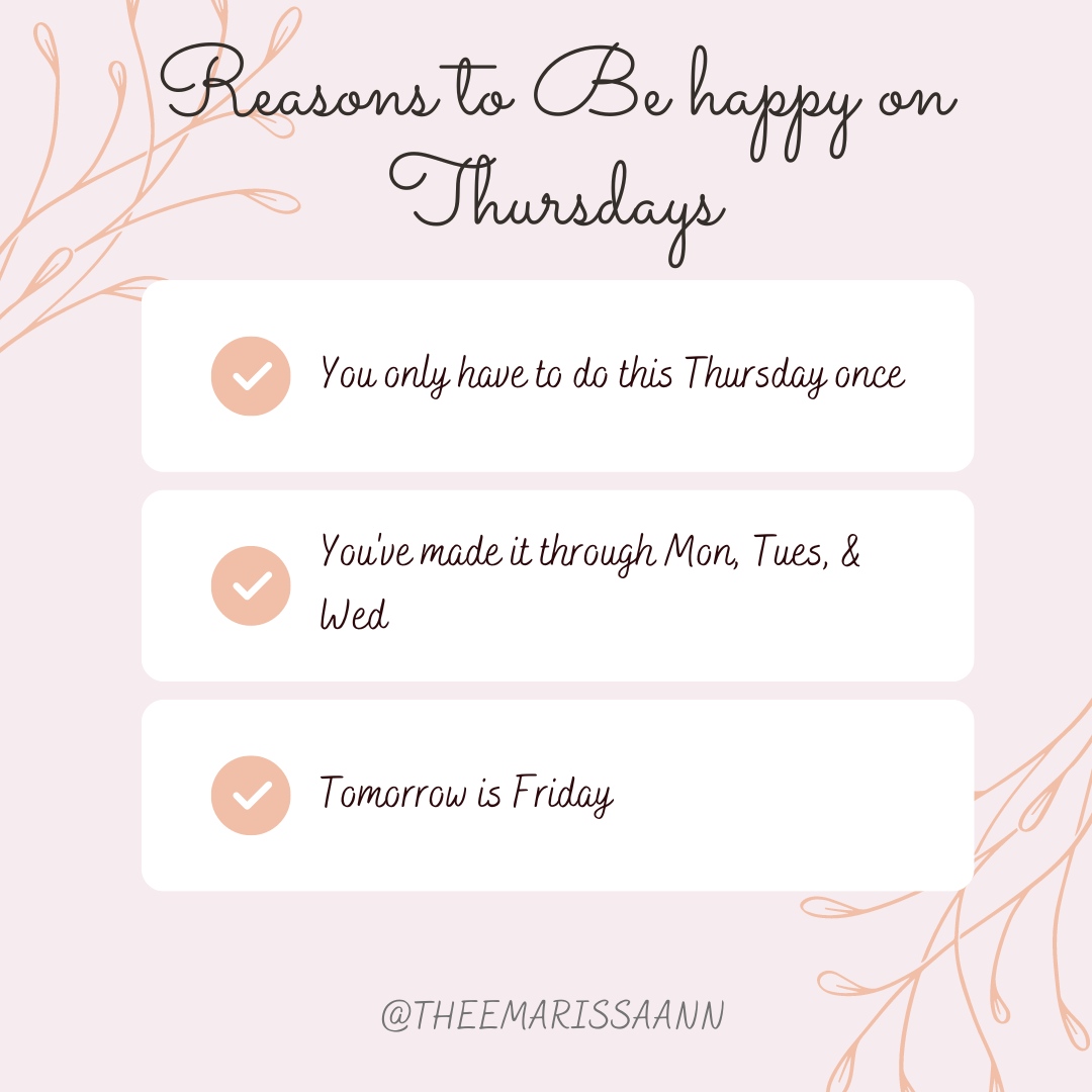 theemarissaann's tweet photo. You've made it to Thursday! 🎉
#themarissaann #marissaann #blogger #blog #bloggerwoman #lifestyleblog #momblog #bloglife #momlife #newblog #newblogpost #Thursday #ThursdayMotivation #Thirstday #ThursdayThrowdown #ThursdayThoughts #FirdayEve #ThankfulThursday #ThursdayMood https://t.co/uizCGd1HQJ