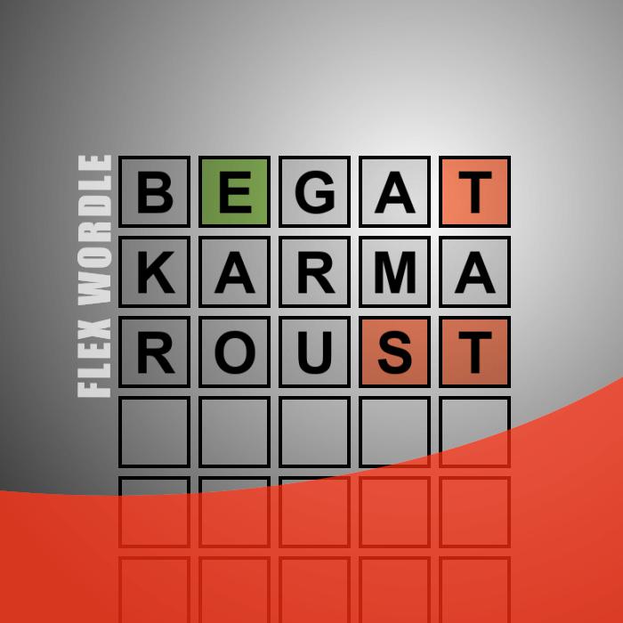 GBrainTeasers's tweet photo. Flex Wordle 277 - #BEGAT, #KARMA, #ROUST - Guess the #WORDLE in 3 tries - https://t.co/sqTt6CrUTl https://t.co/k0IiaD2Pak