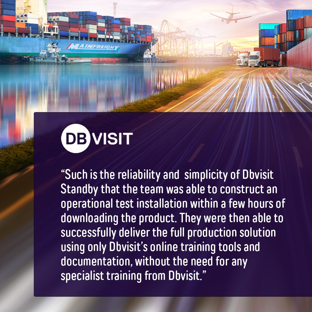 dbvisit's tweet image. Mainfreight European operations recognized the need to protect mission-critical supply chain data within their Warehouse Management Solution (WMS) by implementing an Oracle best-practice Disaster Recovery solution: hubs.la/Q01yDtv20

#disasterrecovery #oraclese #casestudy