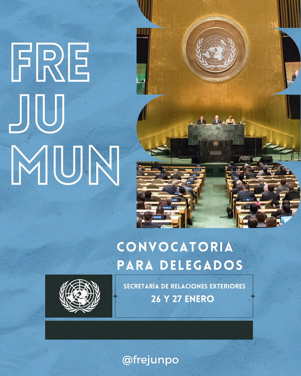 frejunpo's tweet photo. Les invitamos a participar en el #FREJUMUN2023 
Regístrate aquí: https://t.co/NRJ1OeBrEH https://t.co/mPHmJkszug