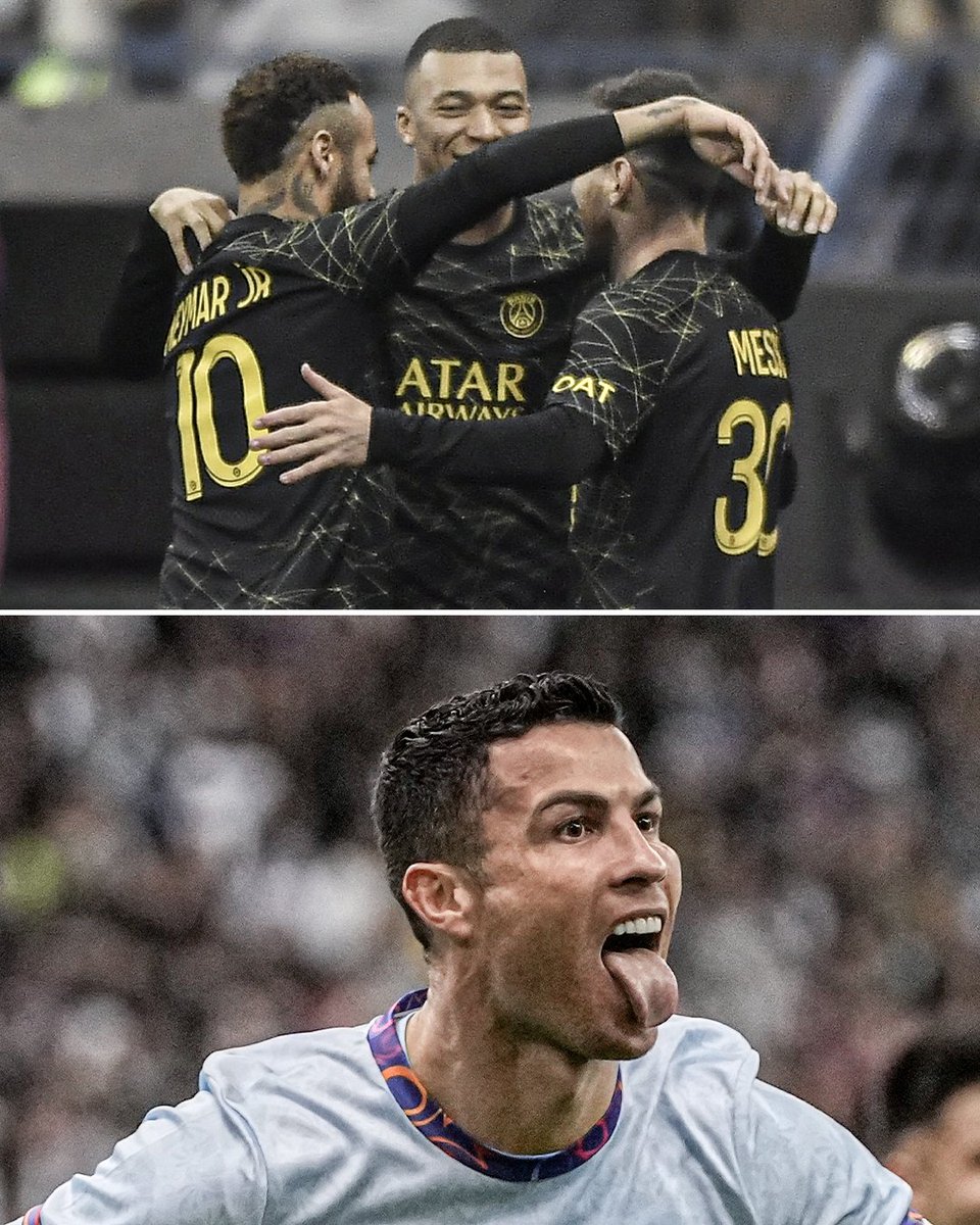 ESPNFC's tweet photo. The four most-followed football players on Instagram playing in the same match 📈 

Cristiano Ronaldo - 536M
Lionel Messi - 421M
Neymar Jr. - 201M
Kylian Mbappe - 95M https://t.co/q0AyF7kzSr