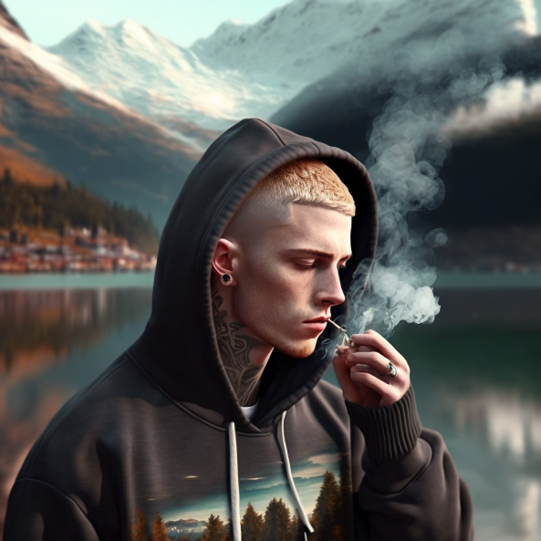 justvate's tweet photo. @A_Black_Widow @DeGodsNFT @midjourney DeGod 5093 - Alaska Background/Godchella Hoodie

Prompt: photo realistic, athletic male, wearing black hoodie, bleached buzzcut hair, tobacco pipe, in front of mountainous alpine lake, ultra detailed, 4k https://t.co/fhvpNLsCBh