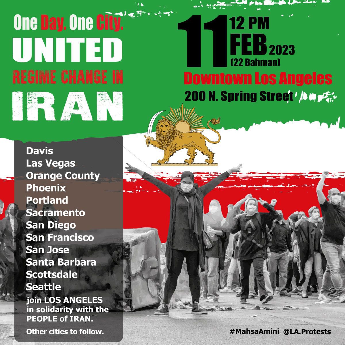 United as one #LosAngeles #IranRevolution #22bahman 💚🤍❤️✌🏼