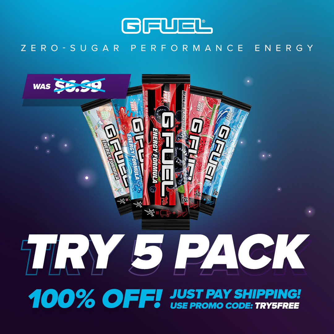 GFuelEnergy's tweet photo. 💙 𝗟𝗜𝗞𝗘 + 𝗥𝗧 + 𝗙𝗢𝗟𝗟𝗢𝗪 to win a #GFUEL "TRY 5 PACK"!!! Picking 4 winners tomorrow bc you can now snag one of these babies for FREE!

❗Just pay shipping! US ONLY! Cost is automatically subtracted at checkout!

🎁 𝗖𝗟𝗔𝗜𝗠 𝗬𝗢𝗨𝗥𝗦: https://t.co/B1xYqQG6Is https://t.co/H0HNeCNcz4