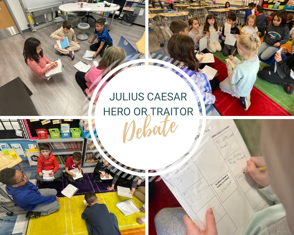 The discussions between these 3rd graders are simply amazing. Who could imagine these ss discussing whether Julius Caesar was a hero or a traitor? @SoRclassroom @Amplify #CurriculumMatters #debate