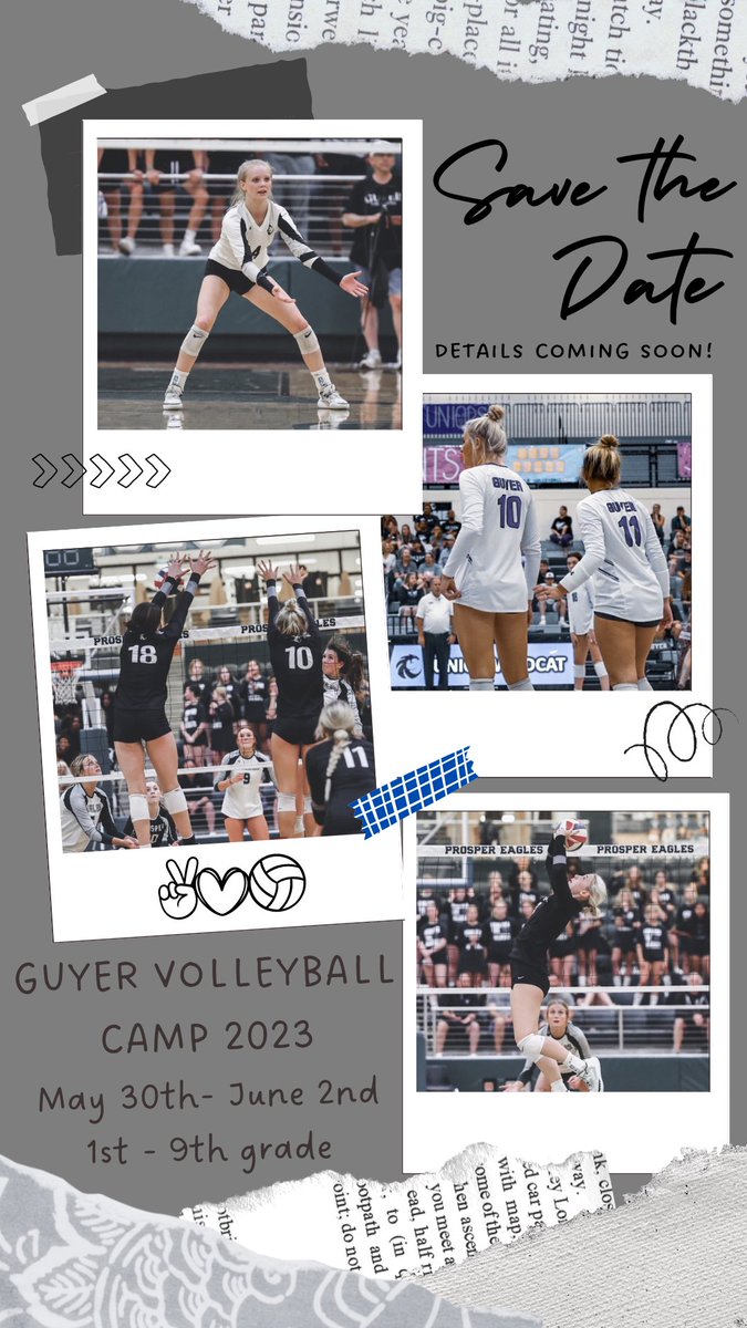 GuyerVolleyball's tweet photo. MARK YOUR CALENDARS! 📝
Registration and details are coming soon! https://t.co/4ipufL0dBh