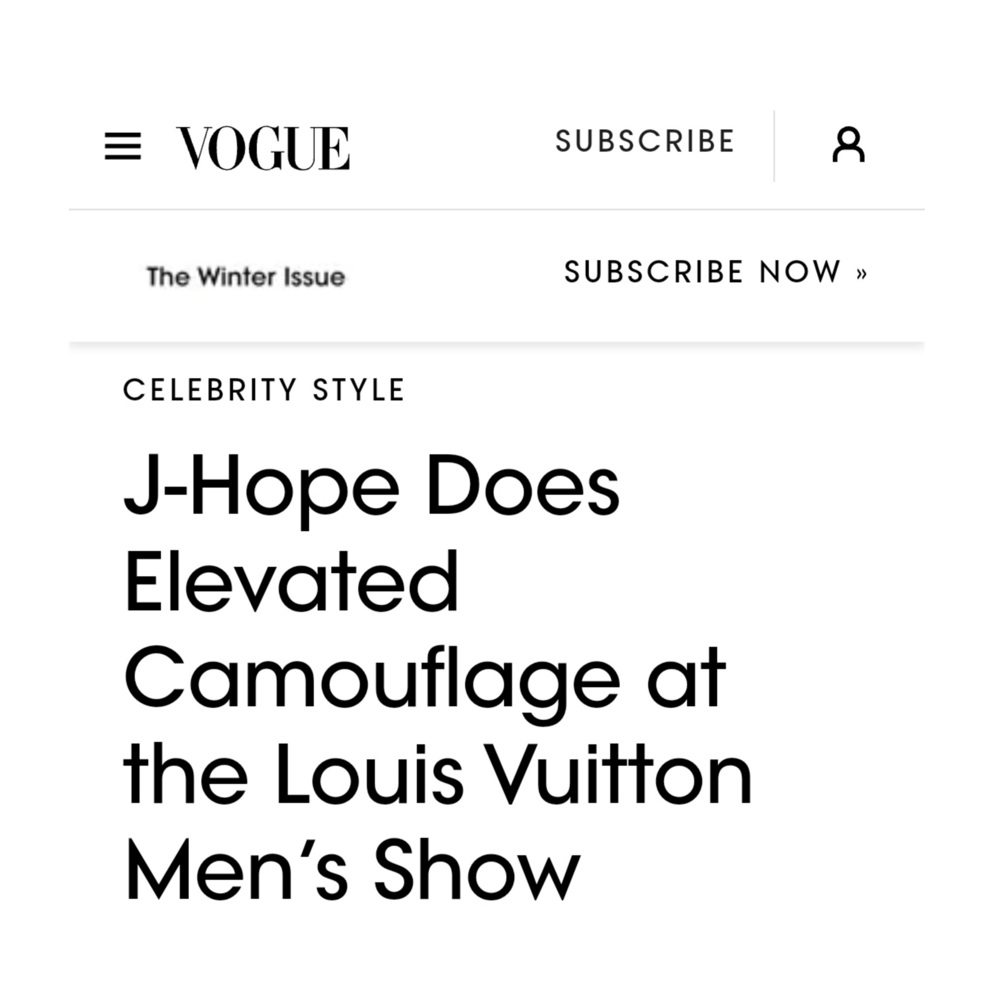 J-Hope Does Elevated Camouflage at the Louis Vuitton Men's Show