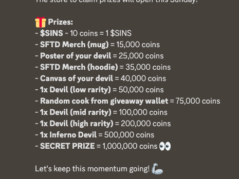Dagt1992's tweet photo. Those are some of the prizes you can earn just by hanging on in our discord, Twitter and some gamblig @SFTD_ART literally free money! https://t.co/VUIP9wH4kx