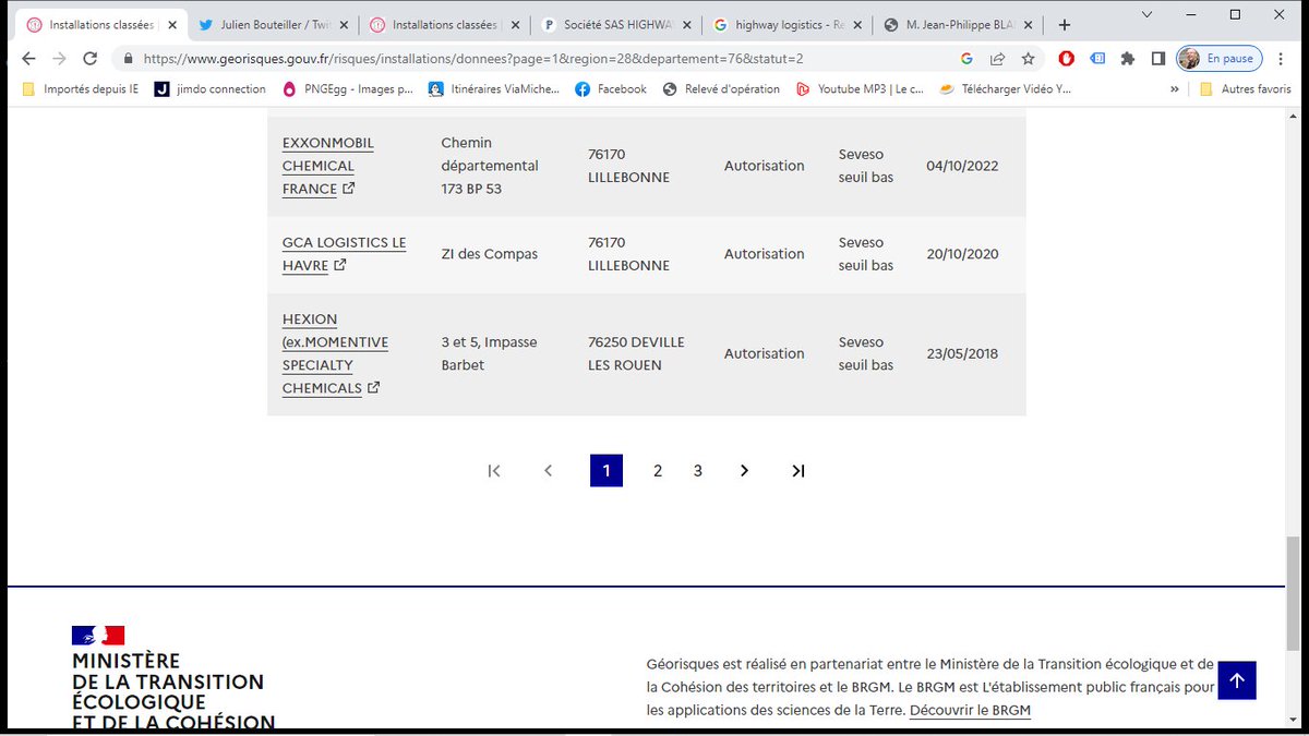 Pourquoi ne pas avoir notifié le passage #DREAL chez Highway Logistique sur Géorisque, sous prétexte qu'il date de 2019, alors que chez Hexion, l'un est notifié en... 2018 ? Des réponses à notre questions 
@Prefet76
 ?