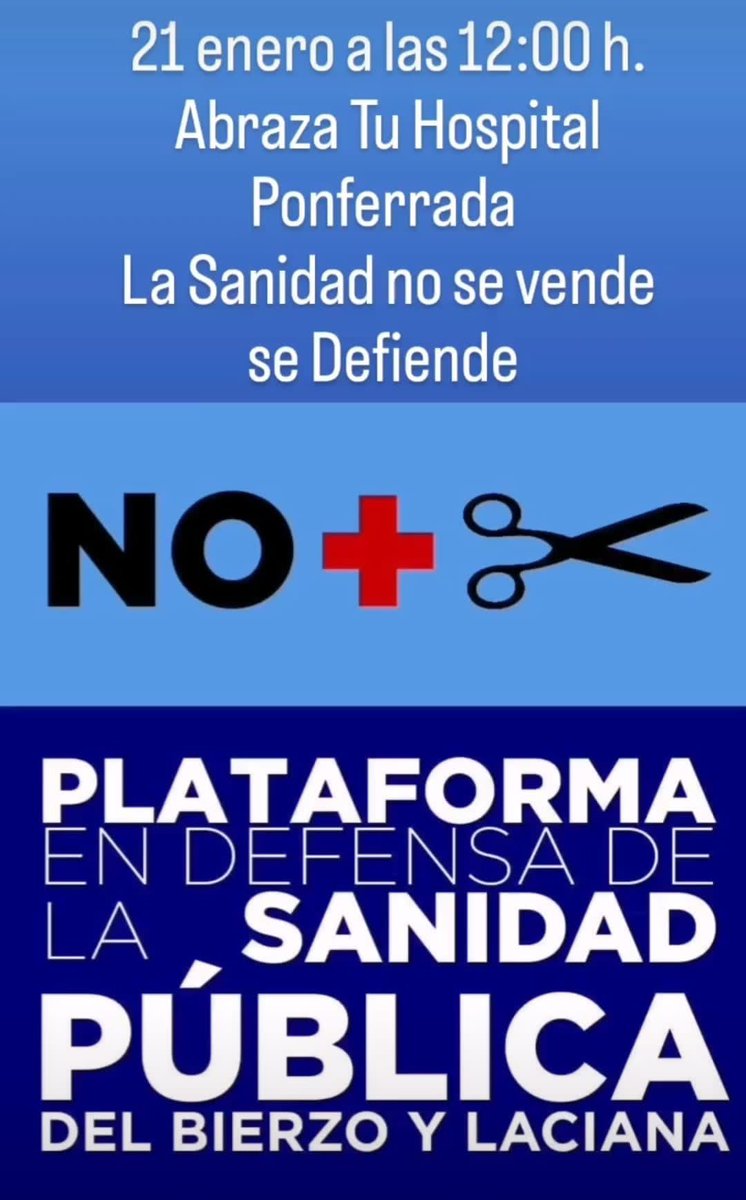 🏥🌹El PSOE de Ponferrada apoya la concentración “Abraza tu Hospital”, organizada por la Plataforma en Defensa de la Sanidad Pública de El Bierzo y Laciana.

🗓️Sábado, 21 de enero.
🕛12:00h.
📍Hospital del Bierzo.

📣Hacemos un llamamiento a la participación,nos afecta a tod@s!