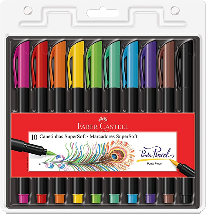Promoção Volta às Aulas: Estojo de Brush Pens da Faber Castell (maravilhoso) com 10 cores por R$ 35,00 💌💙