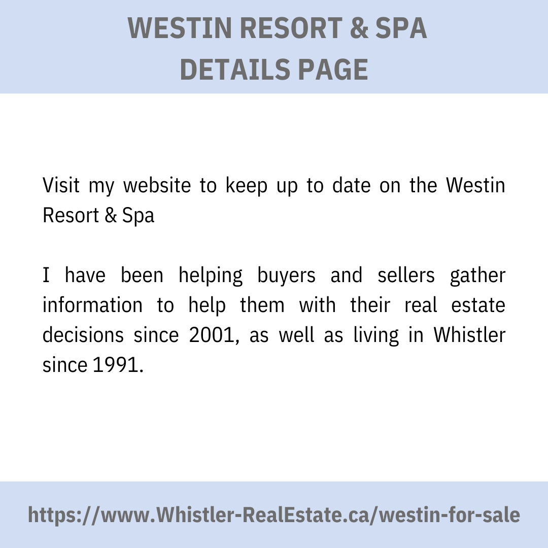 denisebrownwhis's tweet photo. Bookmark my website to keep up-to-date on the Westin Resort & Spa. Find out more about the Westin as well as information on active and sold listings, owners nighty rates, download an information package and more.
#westinresort&spa
#whistler
#whistlerrealestate
#investmentpro... https://t.co/84jF96zipI