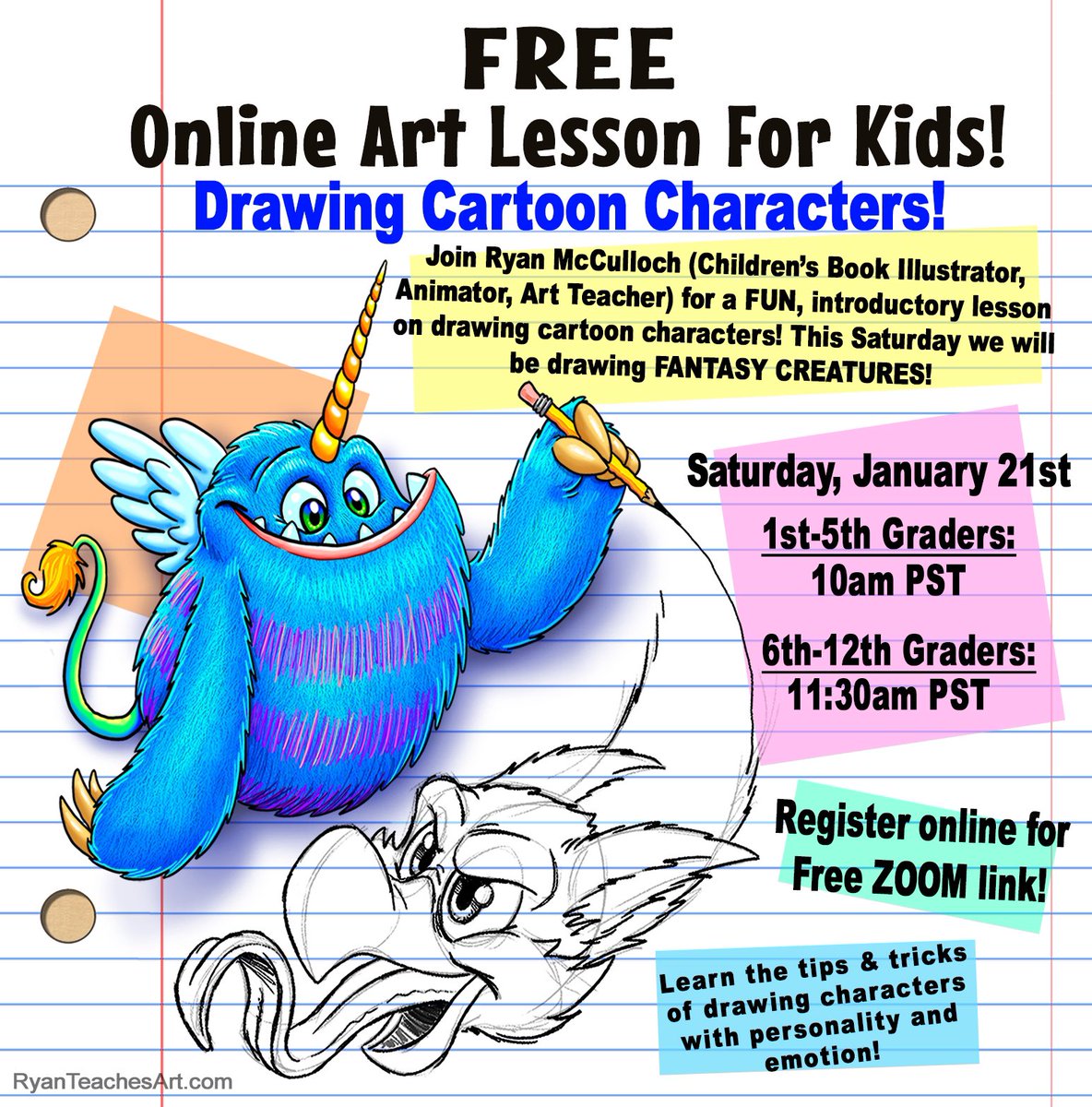 Studio1018's tweet photo. I’m hosting a FREE drawing class for kids THIS SATURDAY (Jan 21st)! If your kids enjoy drawing, or they wish they could draw, this will be tons of fun! We’ll be drawing fantasy creatures, so come and join the fun! Register HERE!

https://t.co/CdkOuPpeR8 https://t.co/flNnBGPCvl