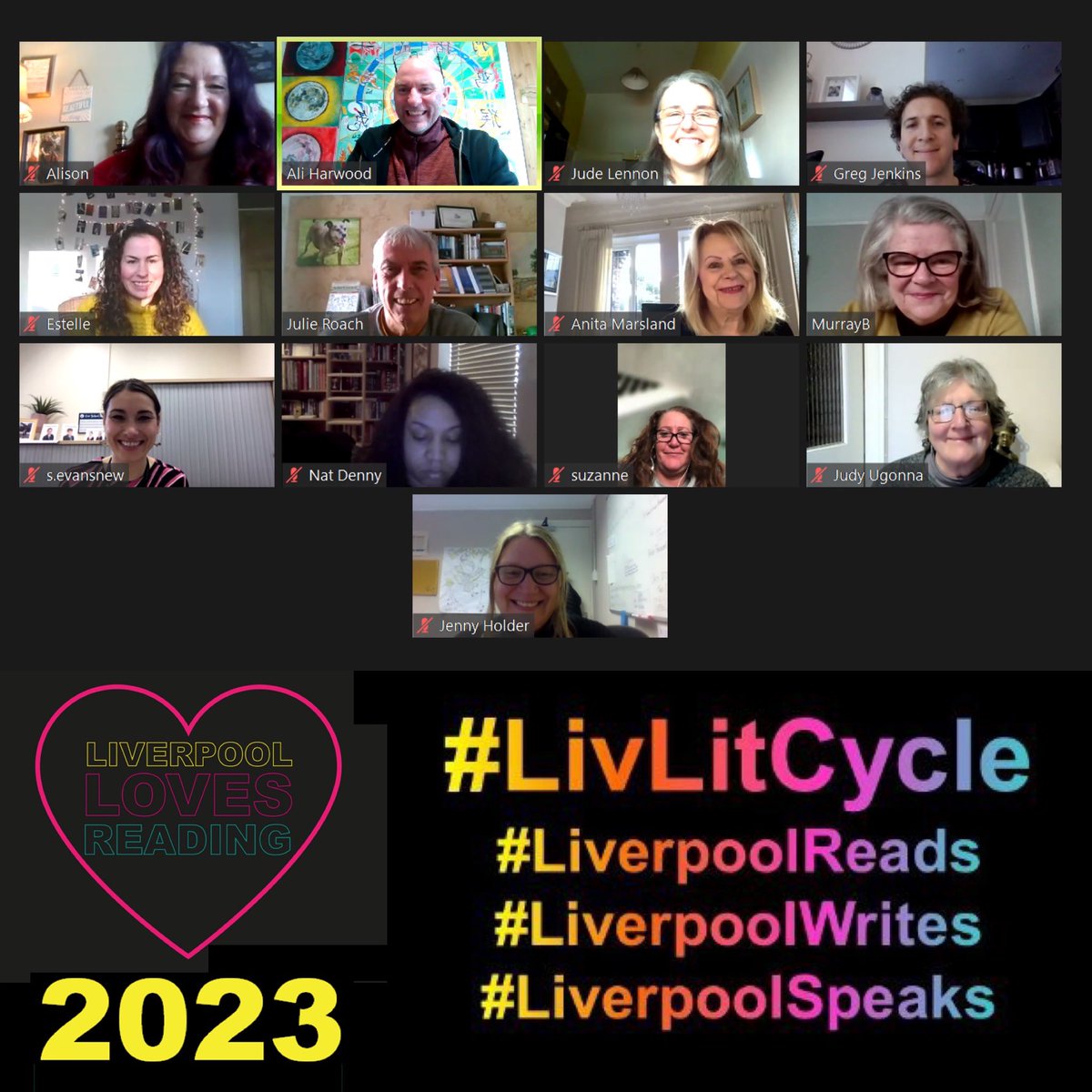 LivLitCycle's tweet photo. Thanks to everyone who met up virtually today in preparation for our FREE family-friendly Liverpool Reads event next Saturday: Alison, Jude, Greg, Judy, Estelle, Kevin, Suzanne, Anita, Barbara, Natalie, Jenny and Sarah. I (Ali) was also there! …
#LiverpoolReads #LivLitCycle https://t.co/npzlnP0Wni