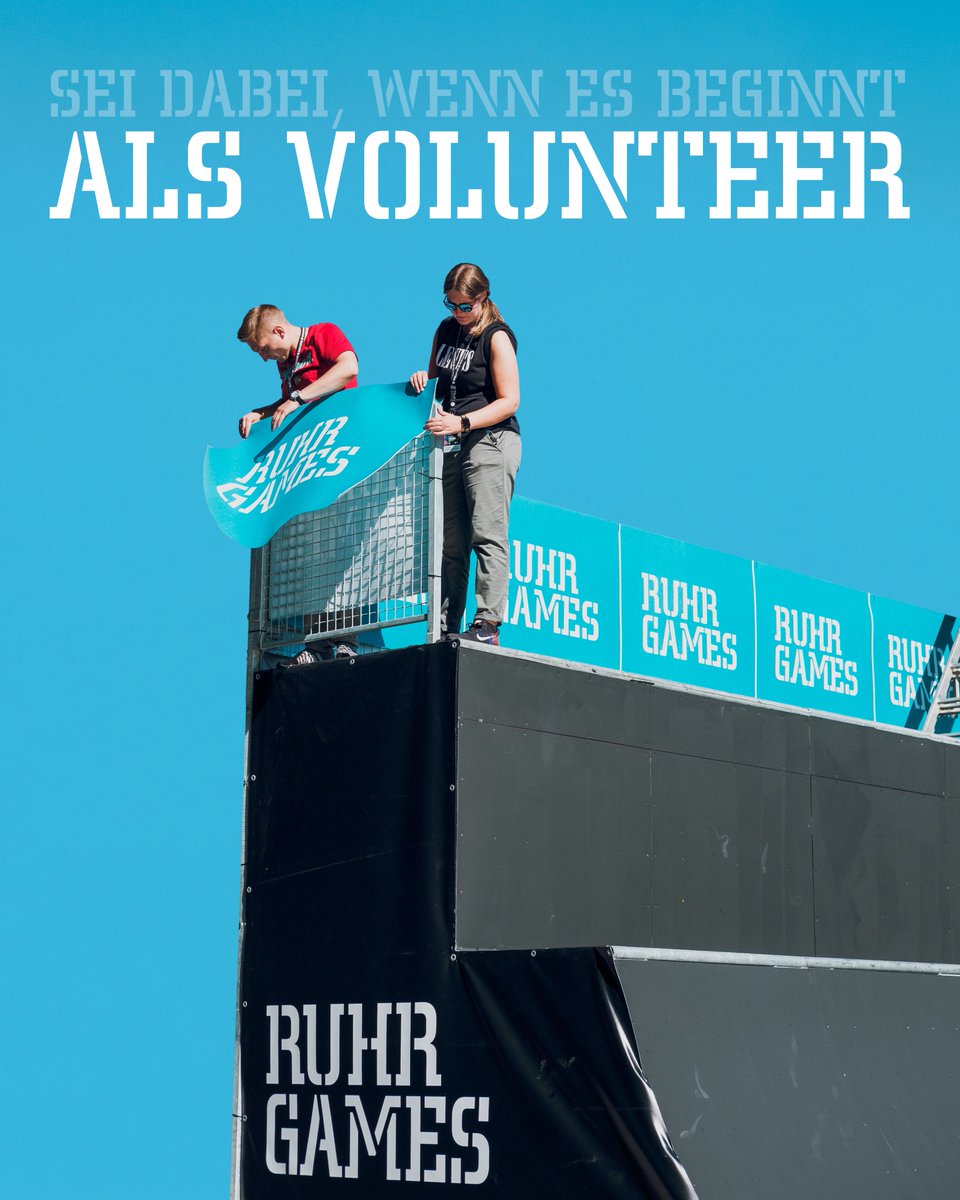RuhrGames's tweet photo. Du willst Teil der #ruhrgames23 werden und live dabei sein? Du willst mit anpacken und bist über 16 Jahre alt? Dann bewirb dich jetzt als Volunteer.

►► https://t.co/37KYP9r028 https://t.co/ohFrHiCGFr