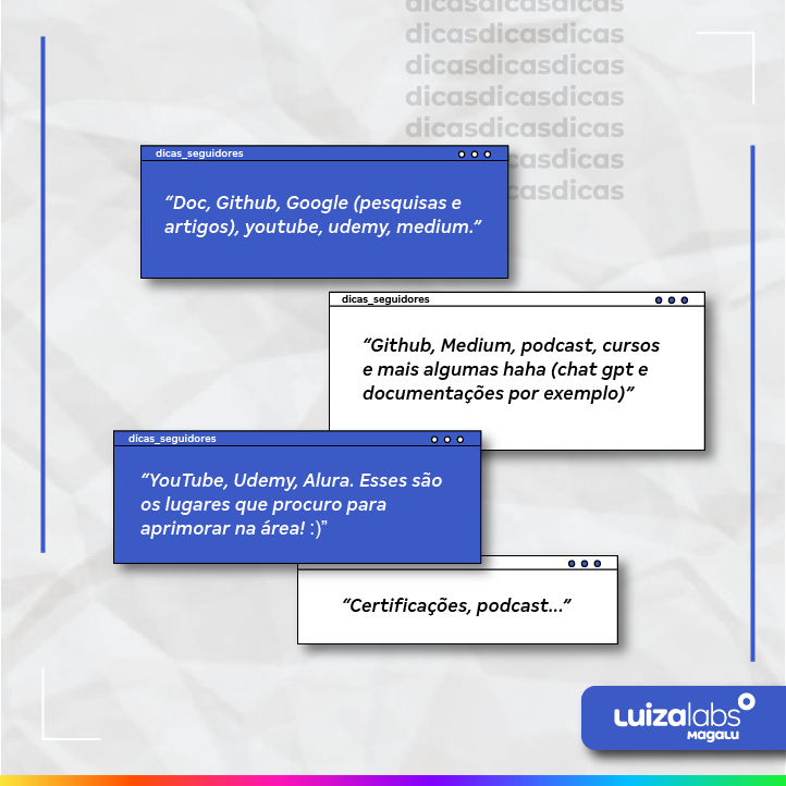 luizalabs's tweet image. Pensando em começar o ano aprendendo algo novo ou se aprimorando na área tech?📚👀

Que tal conferir essas dicas preparadas pelos nossos seguidores?💙

Ficou faltando algo?

Comente neste tweet! 👇🏿

#dicastech #ios #kodeco #chatagpt #github