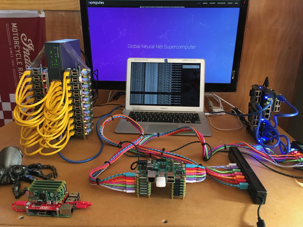 Stumbled on this old photo of my various <a href="/computesio/">computes</a> powered #raspberrypi supercomputers!