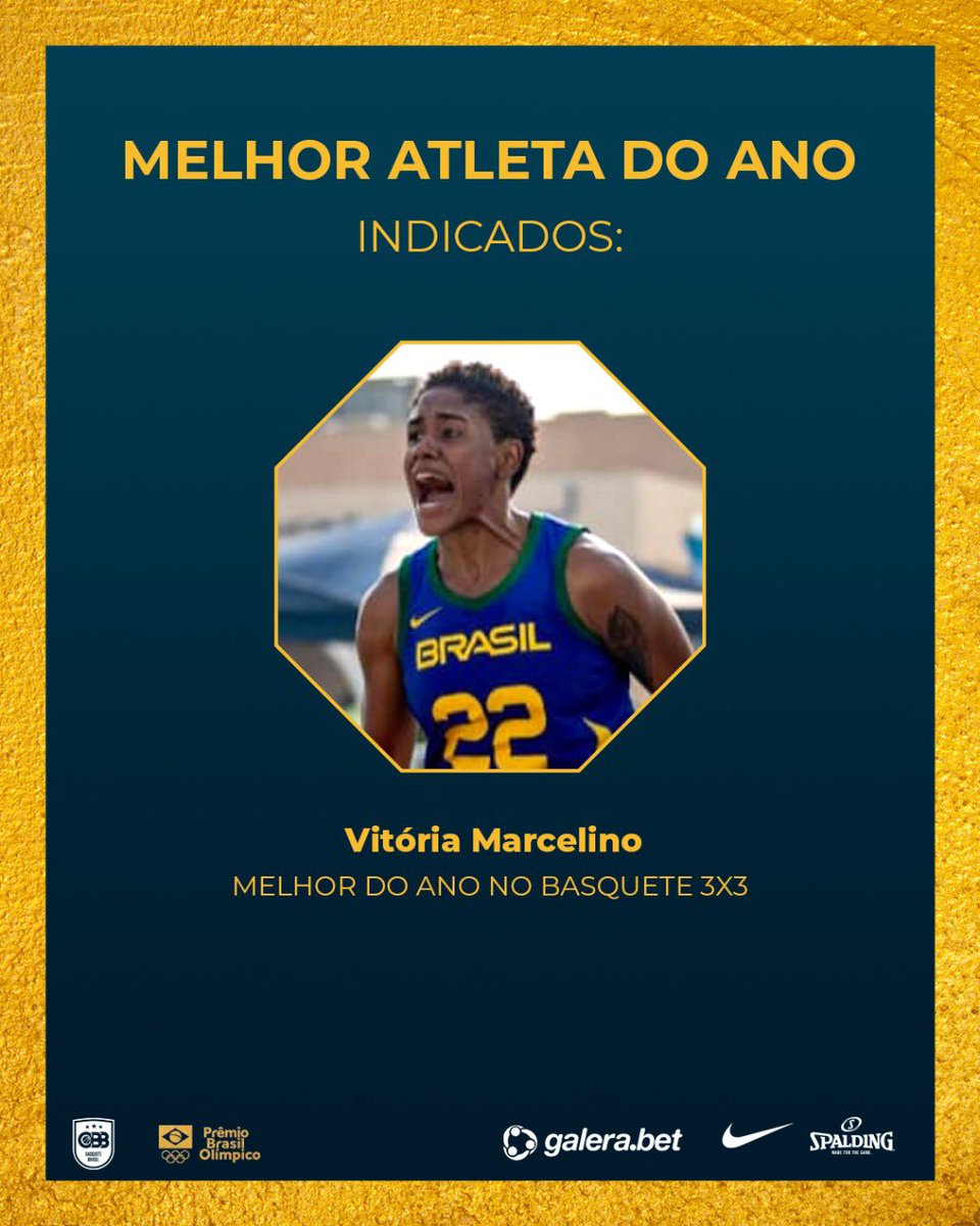 A <a href="/vitoriamarc22/">Vitória Marcelino</a> foi eleita a melhor jogadora de basquete 3x3 do país no Prêmio Brasil Olímpico, do <a href="/timebrasil/">Time Brasil</a> ! 

Vitória foi MVP da AmeriCup, vice-campeã, venceu ainda os Jogos Sul-Americanos com a Seleção e ajudou a colocar o Brasil entre as 8 melhores do mundo