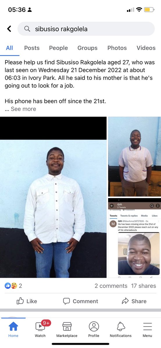 SLKskeemsami's tweet photo. Hi family 

Please help us find Sibusiso Rakgolela aged 27

If you have any information about his whereabouts or have seen him please contact Monica Rakgolela on
0737119525 / 0711034292 or Fridah Kealeboga Olifant  0792778996

#missingpersons 
#Missing https://t.co/9RUabDECAf