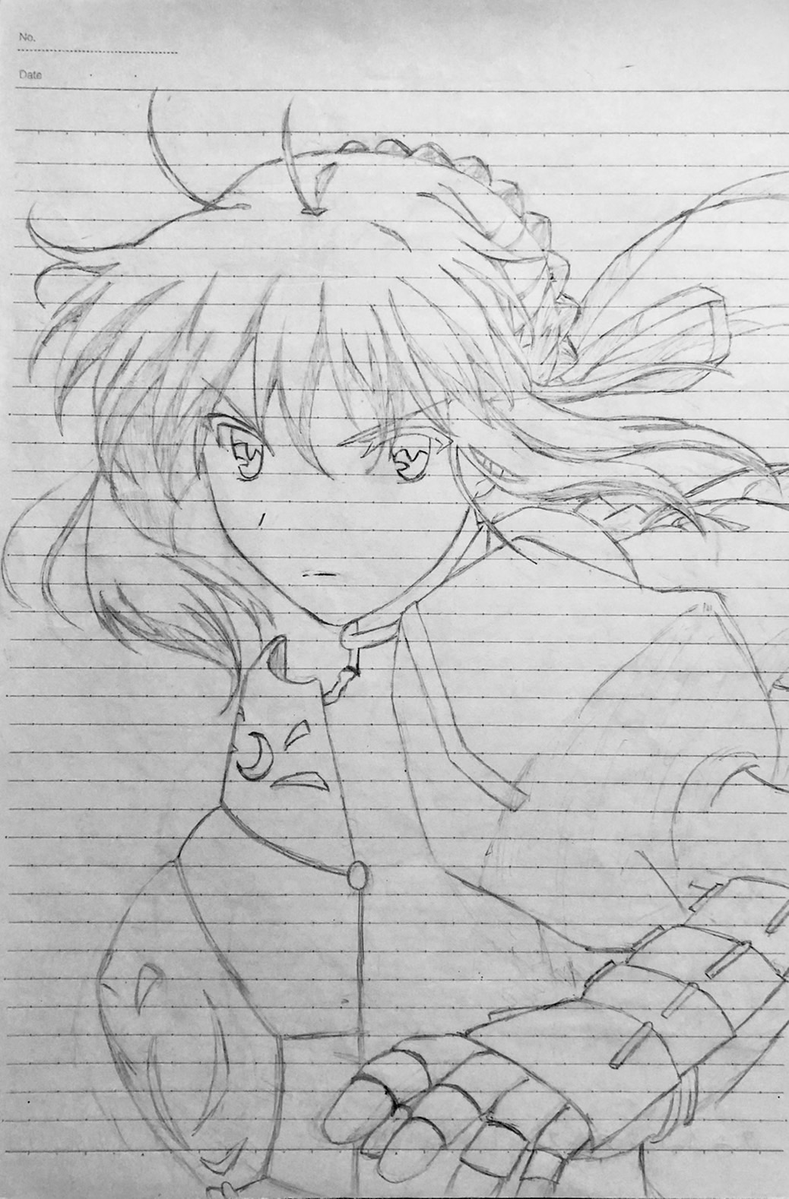 しばらく絵が描けなさそうなので古い順にアニメ模写をあげていきます。(薄いので加工済み)

過去絵　模写　１枚目　セイバー
おそらくキャラ絵を描き始めて一年くらい。
#模写 ＃過去絵　#FateStayNight