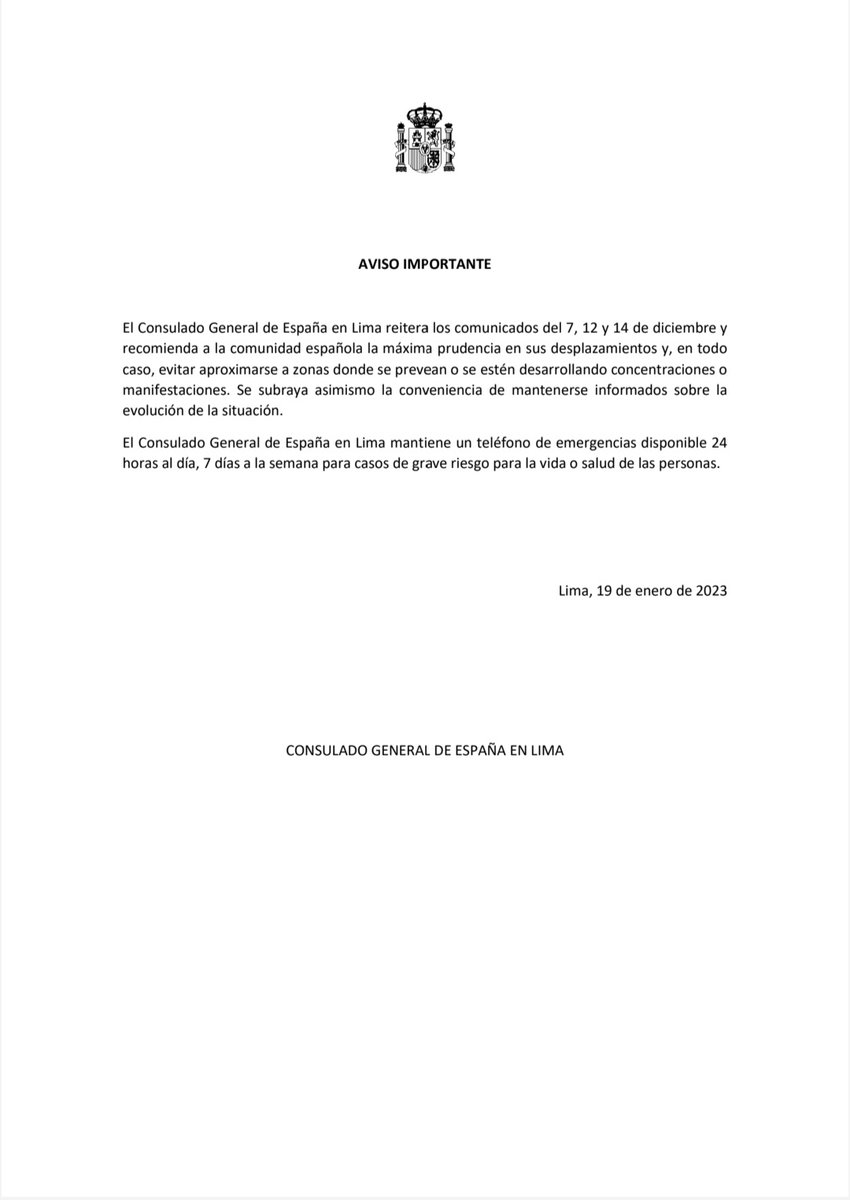 Consulado General de España en Lima tweet media