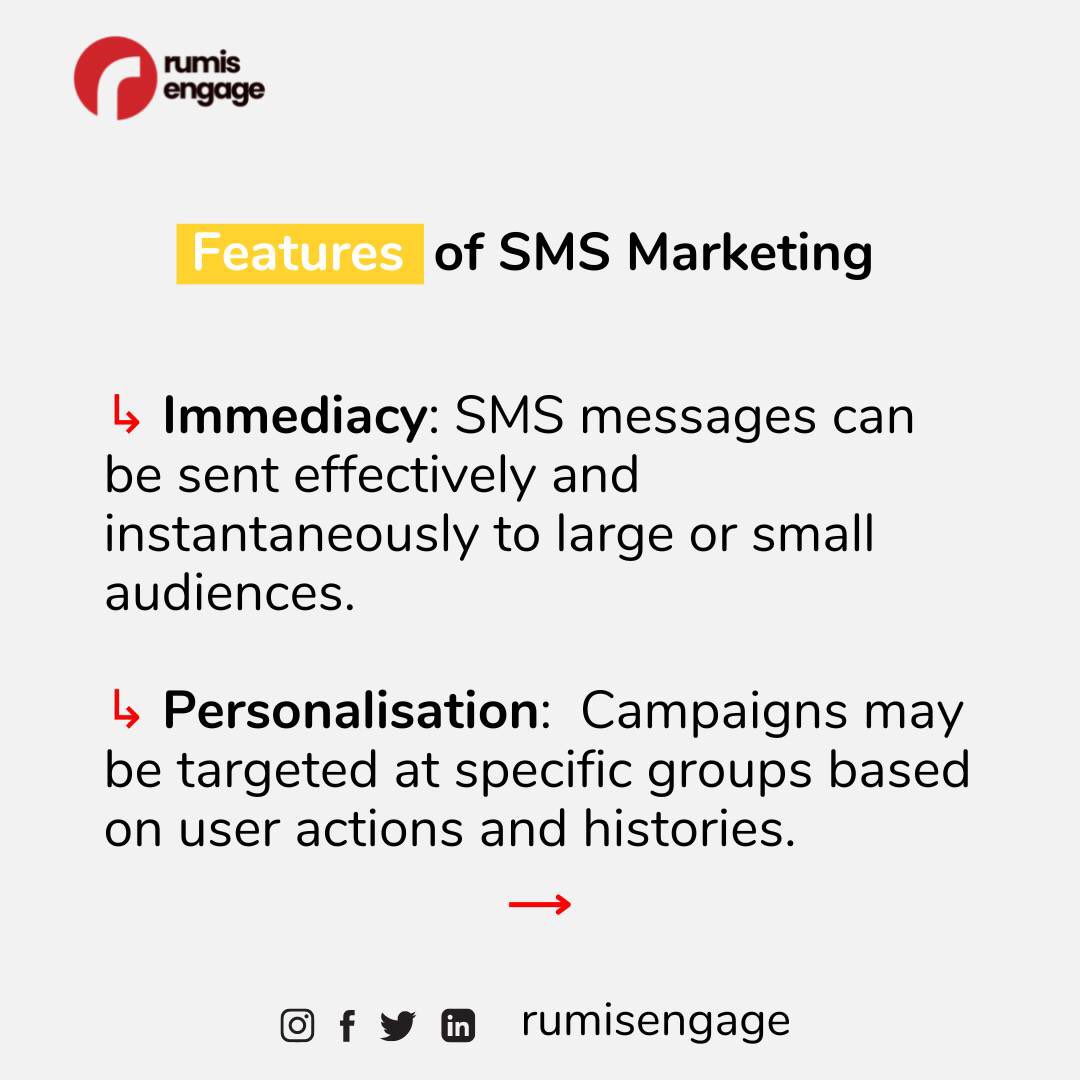 rumisengage's tweet photo. What are the features of SMS (Short Message Service) Marketing?

#marketing #smsmarketing #mobilemarketing https://t.co/rpDyITJy9U