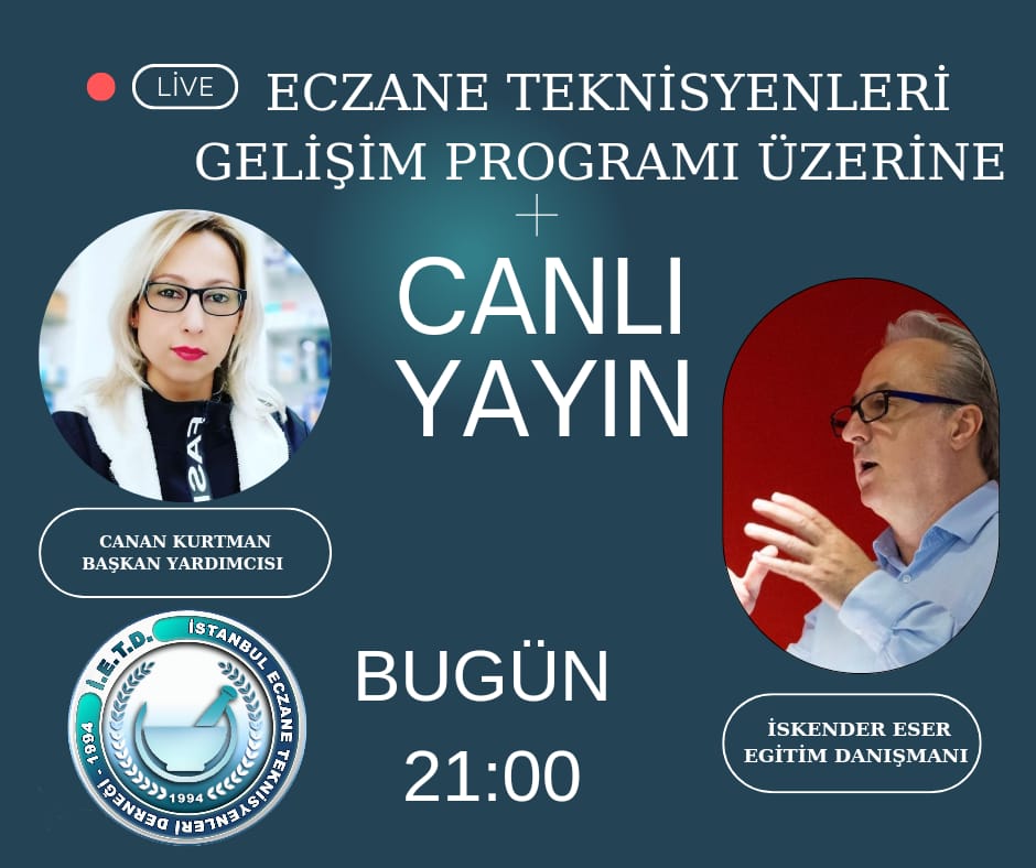 ietdernek's tweet photo. İstanbul Eczane Teknisyenleri Derneği ve TK İlaç Akademi tarafından düzenlenen TK İlaç Akademi Eğitimleri hakkında merak ettiklerimiz konulu canlı yayına tüm meslektaşlarımız davetlidir.

Yayın Instagram üzerinden gerçekleşecektir

Saat: 21:00
Instagram: @ietdernek https://t.co/5d4hwAbRJZ