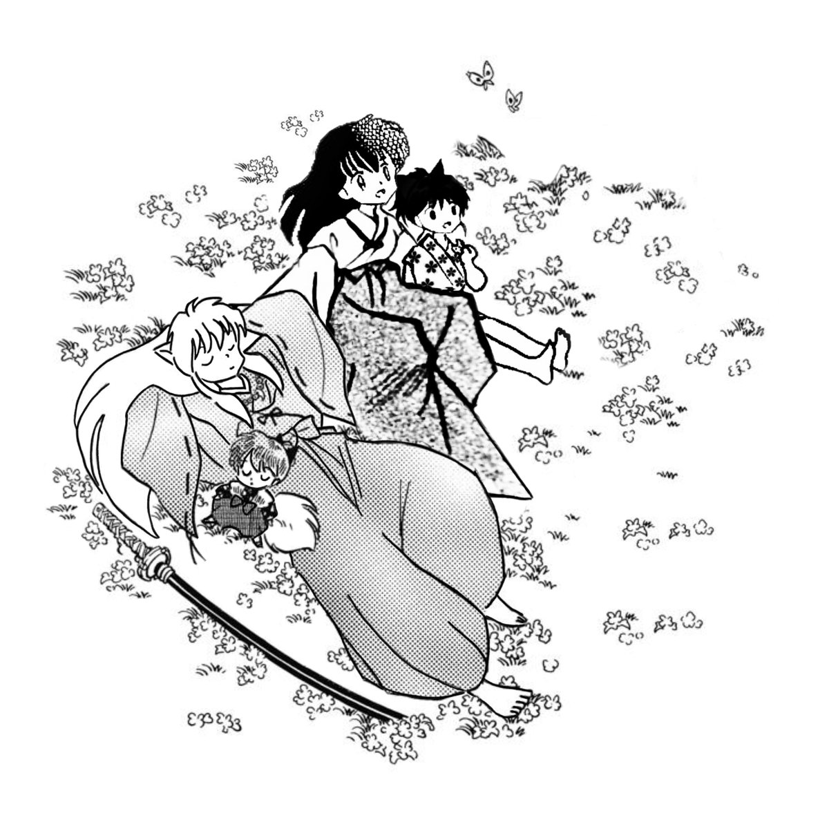 gigiutsu's tweet photo. ㅤㅤㅤㅤㅤㅤㅤ               #かごめ #Kagome
ㅤㅤㅤㅤㅤㅤㅤㅤ            #Moroha #もろは

         InuKagMor + Shippo enjoying a 
         good sunny day ☀️

#Inuyasha #犬夜叉ㅤㅤㅤㅤㅤㅤㅤㅤ
#犬かごもろ https://t.co/CKAXAcfept