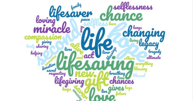 Recently, we asked you to help to define what "Donate Life  is" in 1 or 2 words.This word cloud is your amazing responses! 💙💚 #DonateLife Register your decision to be an organ, eye and tissue donor at bit.ly/2OR5nVd or in your iPhone Health App.