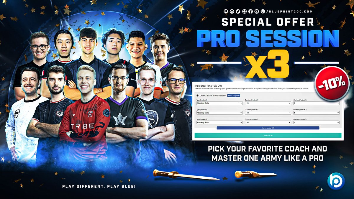 Want to Warm up for Worlds Wamp-Up? So this Blue Coaching Bundle is for you! 🤩

PRO SESSION SPECIAL OFFER!

Get 3 Pro Sessions from a Pro and GET 10% OFF! 💥

Learn from the Best at the Best Price on the tip of your finger! 😌

GET YOUR PRO SESSION NOW 🔽
blueprintcoc.com/collections/pr…