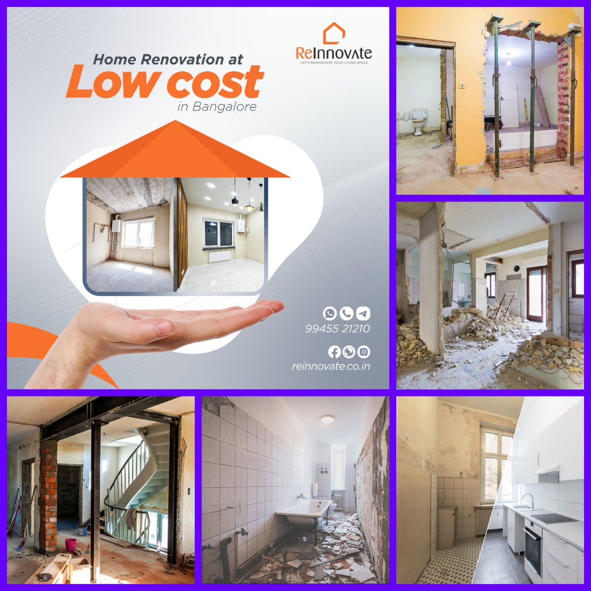 ReInnovateIn's tweet photo. 🏚 🛠 ➡️ 🏡 Home Renovation made easy.📲 9945521210                                                                                                                             🌐 https://t.co/yLrQcDwJno #homerenovation #homerenovationproject #renovation https://t.co/mx78ADFk75
