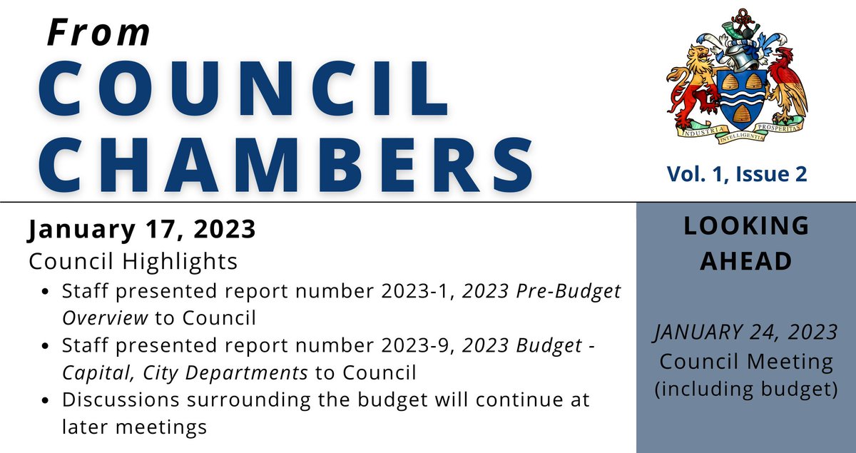 "From Council Chambers" provides an overview of the 
<a href="/BrockvilleON/">City of Brockville</a> meeting held on January 17, 2023. To re-watch the meeting and access more information, please visit brockville.civicweb.net