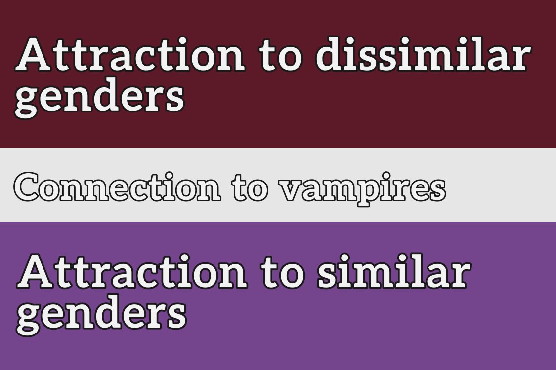 XenicLuvs's tweet photo. #xenogender #bitwt #flagtwt #mogai !!   

Vampgender bisexual flag - for anyone who’s vampgender and bisexual 
Thank you anon for the request! https://t.co/RyZEZzLcHz