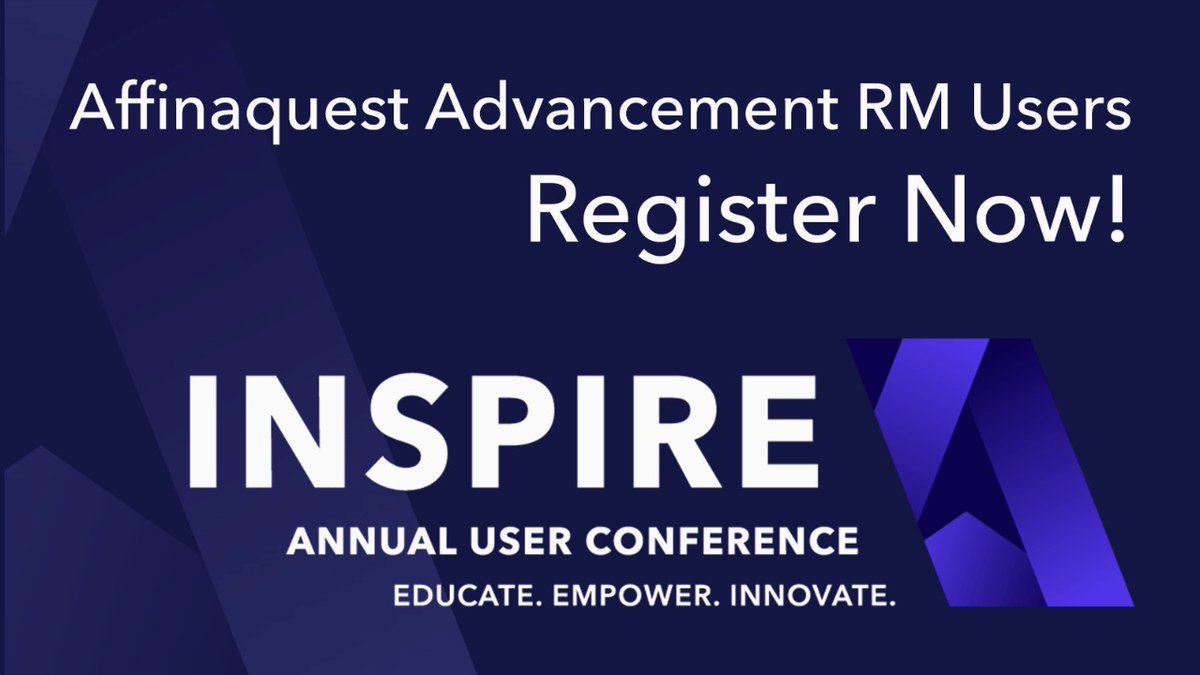 SalesforceOrgPartner (@sfdopartners) on Twitter photo Affinaquest Advancement RM Users! Ready to take your skills to the next level? Register today for the <a href="/Affinaquest/">Affinaquest</a> INSPIRE 2023 Annual User Conference on January 30, 2023 - February 1, 2023 in Nashville, TN.
…cement-user-conference.eventbrite.com/?aff=SFtwitter1 Affinaquest Advancement RM Users! Ready to take your skills to the next level? Register today for the <a href="/Affinaquest/">Affinaquest</a> INSPIRE 2023 Annual User Conference on January 30, 2023 - February 1, 2023 in Nashville, TN.
…cement-user-conference.eventbrite.com/?aff=SFtwitter1
