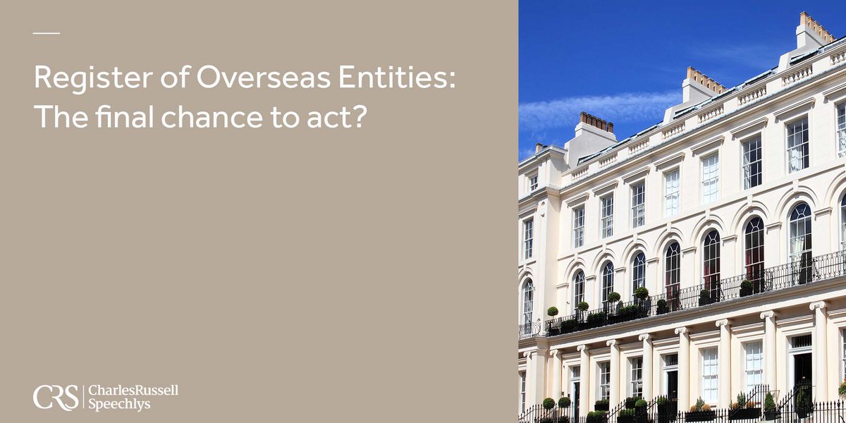 CRS_Lawyers's tweet image. We are now less than two weeks from 31 January 2023, the deadline for overseas entities holding UK land to register on the UK’s Register of Overseas Entities. Piers Master and Jack Carter explain more here: crs.law/rbpx50Mv2cO

#ROE #UKland