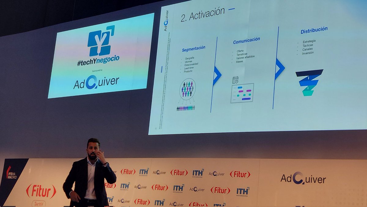anaporras77's tweet image. Nuestro compañero Saúl Rodríguez, Trading Head, comparte en #Fitur2023 #techY los servicios de @AdQuiver y como caso de uso, la estrategia #Madtech aplicada a Spring Hoteles. 

#Data y #MarketingDigital para el sector #Turismo