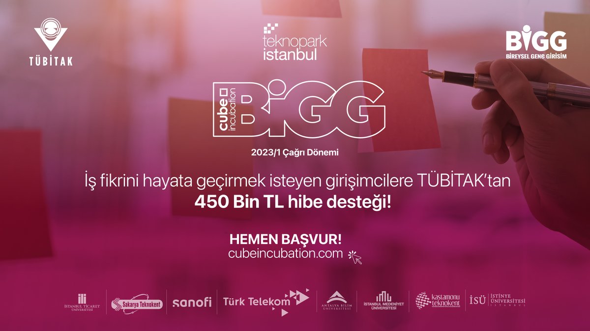 Teknolojiye yön veren 45 girişimin hibe desteği aldığı BİGG Cube Incubation Programı, güçlü ortaklarıyla ve benzersiz destekleriyle yeni döneminde girişimci adaylarını bekliyor! <a href="/teknopark_ist/">Teknopark İstanbul</a> 

Detaylı bilgi ve başvuru için cubeincubation.com/basvur 

#TeknolojiyeYönVer #BİGG