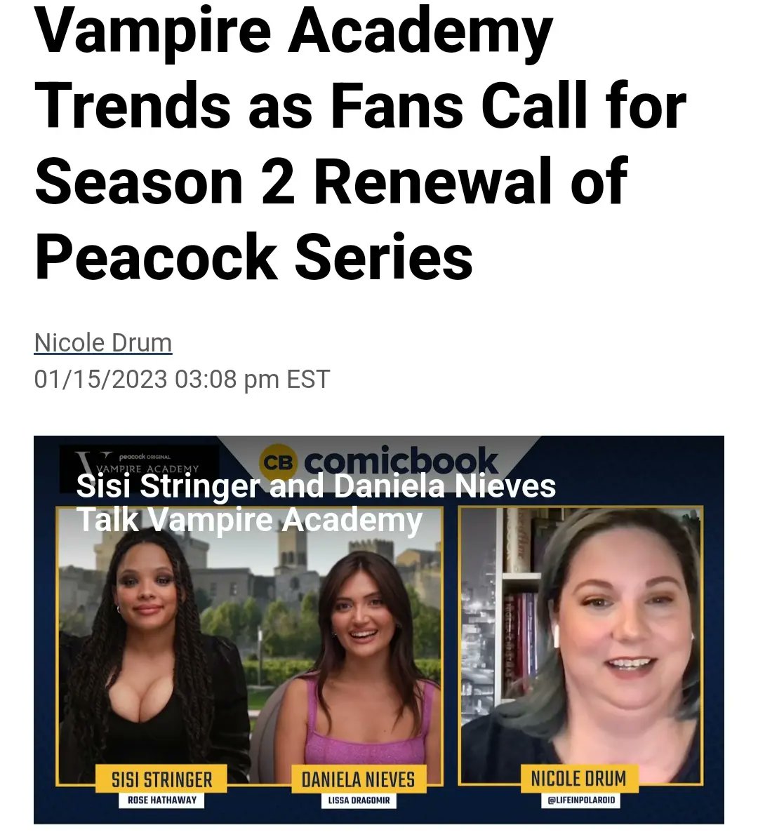 VAfandomUSA's tweet photo. #VampireAcademy trended Sunday during #TCA23 because Peacock was set to announce news on some of their shows. Many VA fans were hoping to see if a possible renewal for VA would be announced.(It wasn't)🌹🧛‍♀️ (🧵/1)

👉 STREAM Season 1
NOW on @peacock

🩸#RenewVampireAcademy🩸 https://t.co/WNRHIkuptY